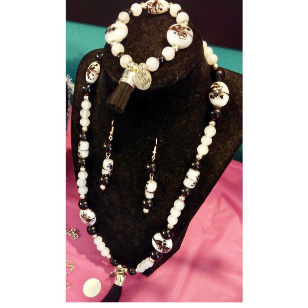 3pc Tassel Necklace, Earrings & Bracelet set